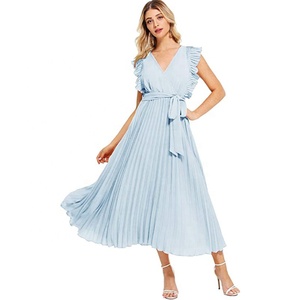 MANNI Abito Americano a Righe con Volant e Gonna Svasata Stile Bohémien Vestiti Estivi Casual per Donne - Product Image 4