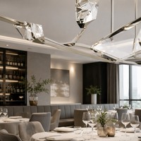 Lustre en cristal de luxe à 7 lumières, design moderne et créatif, 65 pouces, pour restaurant, villa, décoration