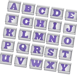 Abalorios de Fábrica para Pulseras Italianas, Abalorios Morados para Pulseras Italianas, Abalorios con Letras para Pulseras Italianas - Product Image 1