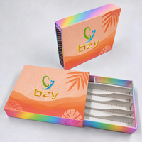 Boîte à tiroir coulissant anti-enfants personnalisée avec logo estampé à chaud, lot de 5, vide, pour emballage de cônes pré-roulés de taille classique 98 mm avec insert