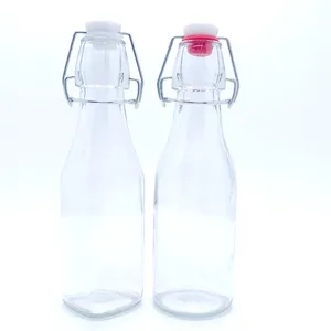 Customized Logo 100ml 250ml 500ml 750ml Clear Swing Top Glass Bottles With Stoppers