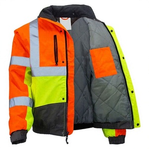 High Visibility Safety <b>Jacket</b> Class 2 Yellow Reflective <b>Checkered</b> Stripes Workwear Fleece Coat Zipper Working Heavy Duty <b>Jacket</b> - Product Image 6