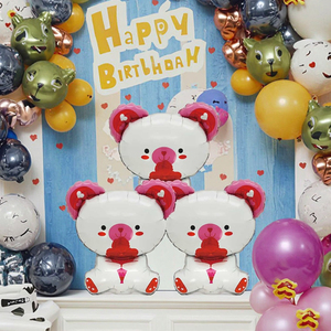 Teddy Bear e rose palloncini in alluminio 33.5x48cm Bouquet per feste per la laurea con stampa a forma di cuore - Product Image 3
