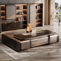 Bureau de direction moderne de luxe avec armoire de rangement, bureau de PDG en bois pour mobilier de bureau