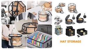 Hat Storage Organizer <b>Wardrobe</b> Bedroom Travel Decor with <b>Shoe</b> Rack Country Style PP Material Durable Rolling Design - Product Image 6