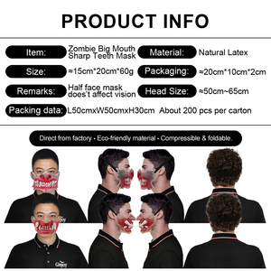 Masque en latex effrayant demi-visage, mâchoire de monstre d'horreur avec dents pour Halloween, maison hantée, escape room, costume personnalisé - Product Image 2