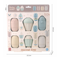 Ensemble de jouets de bain pour bébé en paille de blé écologique et caoutchouc souple, avec arroseur animal en forme de cupcake et dinosaure flottant, jouet éducatif sensoriel