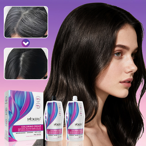 MOKERU Crema Colorante per <span class=keywords><strong>Capelli</strong></span> Neri ad Azione Rapida in 5 Minuti Senza Ammoniaca Non Allergenica da Bianco a Nero OEM <span class=keywords><strong>Copertura</strong></span> 100% dei <span class=keywords><strong>Capelli</strong></span> <span class=keywords><strong>Bianchi</strong></span> 500ml*2 - Product Image 4