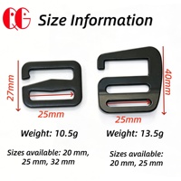 Boucle en métal en forme de G, clip coulissant en E, anneau de réglage en forme de 9, 25 mm, pour sangle de bagage, sangle réglable pour sac à dos, sangle de sac à dos en toile