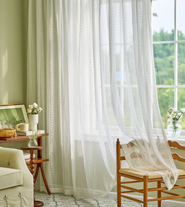 Tecido De Cortina De Renda De Creme De Estilo Francês, tecido De Cortina Sheer Retro Light Luxury Varanda Quarto De Janela De Baía - Product Image 3