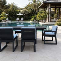Ensemble de table et de chaises de salle à manger en aluminium de style moderne Hangkai, meubles imperméables pour terrasse, jardin ou plage