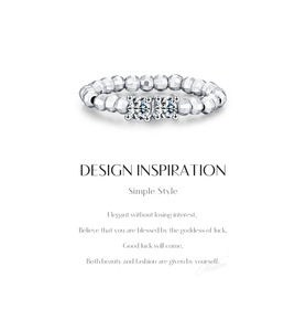 S925 Sterling Silver Elastic Beaded <b>Ring</b> Double Cushion Zircon <b>Stretch</b> Adjustable Finger <b>Ring</b> Stackable Jewelry For Women - Product Image 6