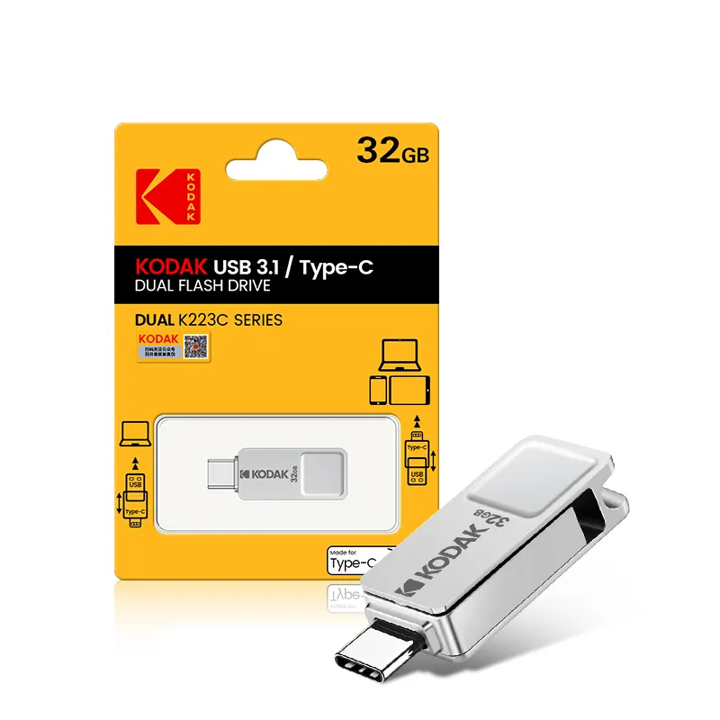 Grosir KODAK Dual USB 3.1 Tipe C Flash Drive K223C 16GB 32Gb 64Gb 128Gb 256GB Usb3.1 Flashdisk Stik Memori Flash Disk Tipe C