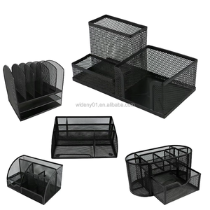 Wildeny nero in rete metallica Set organizzatore <span class=keywords><strong>scrivania</strong></span> per ufficio <span class=keywords><strong>cancelleria</strong></span> con supporto per promemoria e vassoio di carta - Product Image 1