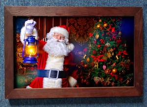 Moldura de madeira personalizada para decoração de paredes de Natal, imagem de Papai Noel impressa em tela com luzes LED, decoração para casa - Product Image 5