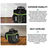 Niveau laser vert 4D à 16 lignes, bricolage, support de batterie au lithium, auto-nivellement horizontal et vertical, lignes croisées
