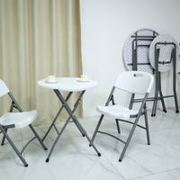 Vente directe d'usine, table pliante en plastique (HDPE), petite table de bar, table ronde pliante portable pour l'extérieur