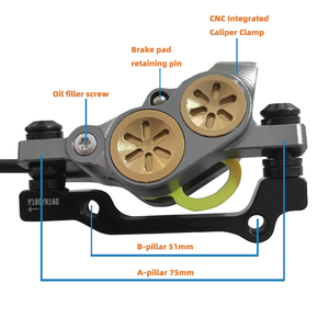 Juego <span class=keywords><strong>de</strong></span> Frenos <span class=keywords><strong>de</strong></span> <span class=keywords><strong>Disco</strong></span> Hidráulicos para Bicicleta AFTFA MTB Downhill Universal <span class=keywords><strong>de</strong></span> 4 Pistones - Product Image 3