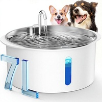 Fontaine à eau pour chien Elecpet en plastique 7L avec plateau en acier inoxydable, filtration 4 couches, fenêtre de visualisation et LED pour distributeur d'eau pour animaux de compagnie