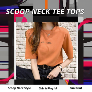 Women's <b>Cute</b> O-Neck Short Sleeve Spandex/Polyester T Shirts Blouses Tops Cheap - Product Image 2