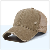 Topi Trucker Kanvas Distressed Washed ZD-2148 dengan Logo Custom untuk Olahraga Luar Ruangan, Memancing, dan Baseball