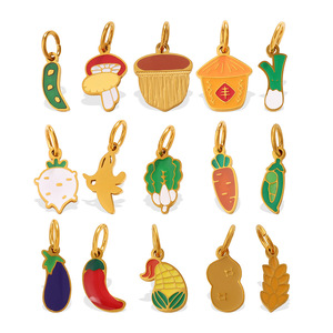 Colgantes de acero inoxidable con forma de vegetales para hacer pulseras, accesorios de joyería DIY, formas mixtas chapadas - Product Image 5