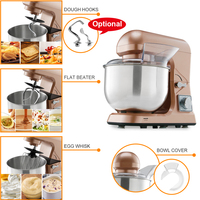 Mélangeur Alimentaire Planétaire Commercial 1400W, Bol en Acier Inoxydable 5L avec Boîtier ABS, Pétrin pour Boulangerie et Restaurant