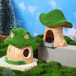 어항 장식용 레진 수족관 장식 액세서리 버섯 모양 집 물고기 은신처 - Product Image 5