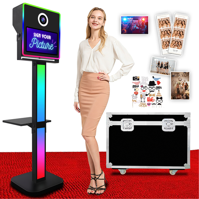 Interactive Selfie DSLR Photo Booth With 15.6 Inch Touch Screen Camera Photobooth Shell Stand Machine for Wedding