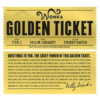 Nouvelle collection de cartes cadeaux en plastique Thème Willy Wonka : Billet d'or, Panneau mural doré, Usine de chocolat de Charlie, pour mariage, vente en gros