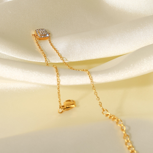 <span class=keywords><strong>Bracciale</strong></span> da Donna con Ciondolo Quadrato in Acciaio Inossidabile Placcato <span class=keywords><strong>Oro</strong></span> 18K e Zirconia Cubica, Catena <span class=keywords><strong>Sottile</strong></span> - Product Image 3