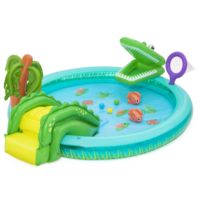 Bestway 53166 Crocodile Cove Pusat Permainan Air Tiup & Kolam Renang Anak dengan PVC Ramah Lingkungan Kapasitas 210L 2.24m X 1.81m X 72cm