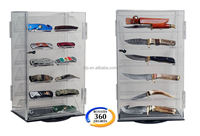 Vietnam Usine Clair Led Acrylique Compteur Rotatif Couteau Collection Vitrine Cas Stand Pour Couteau Au Détail