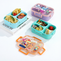 Boîte à bento pour enfants mignonne et colorée, 3 compartiments, sans BPA, en PP de qualité alimentaire, avec cuillère, passe au micro-ondes, pour l'école, les pique-niques en plein air