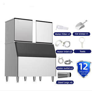 Machine à glace en flocons industrielle de 2000 kg/24h, refroidie à l'eau, en acier inoxydable, écoénergétique, classe A+++, pour usage hôtelier - Product Image 2