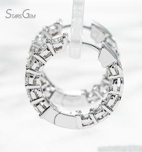 Starsgem ต่างหูห่วงทอง18K ประดับเพชรที่สวยงาม1.97ct 2.74ct ต่อคู่เหมาะสำหรับทั้งชายและหญิง - Product Image 3