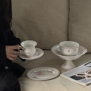 <span class=keywords><strong>Assiette</strong></span> en céramique Lelyi style rétro français, motif floral en relief <span class=keywords><strong>rose</strong></span>, série créative d'assiettes à café classiques, <span class=keywords><strong>assiette</strong></span> à dessert - Product Image 5