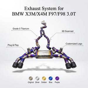 Système d'échappement Boska Valvetronic OEM SS304 Downpipe pour BMW X3M/X4M F97/F98 3.0T 2019-2023, silencieux Catback en titane avec commande - Product Image 1