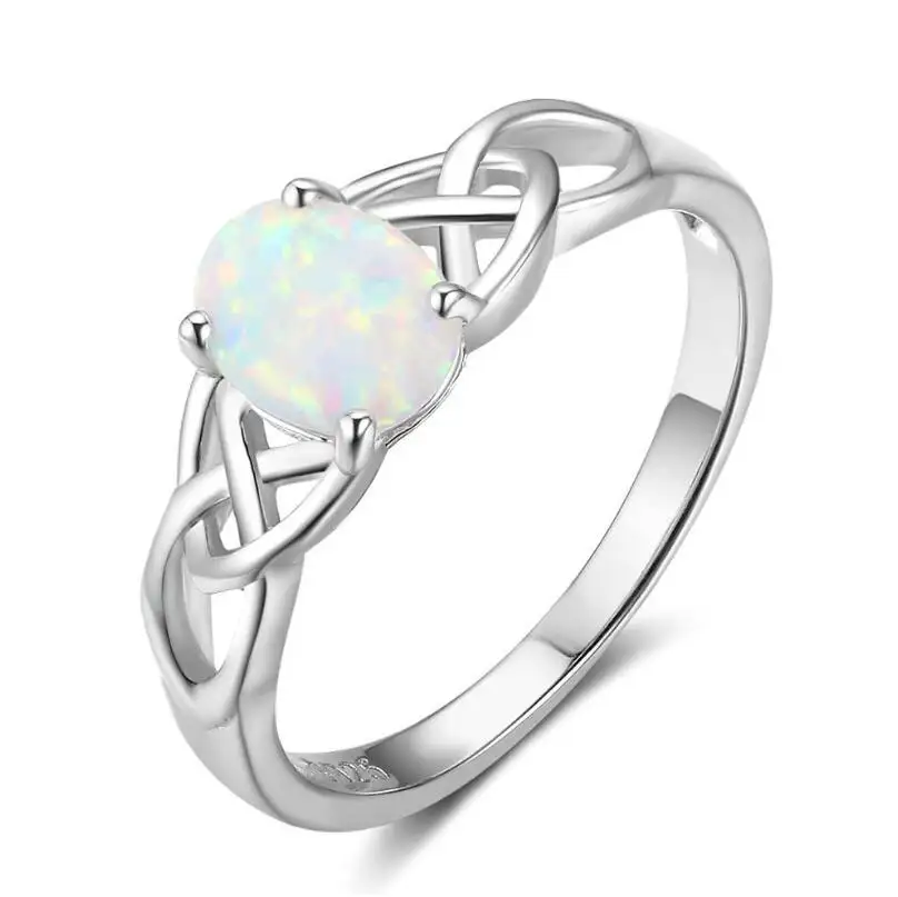 Wholesale Women Accessories 925 Sterling Silver Vintage Fashion Setting Opal Stone Gem Diamond Rings Jewelry Women Wedding