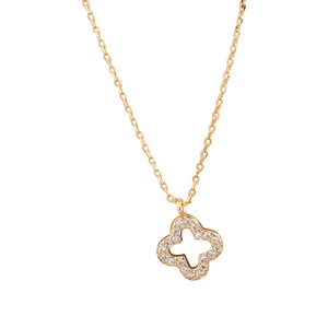 Hollow Four Leaf Clover Necklace For Women Korean Style 18K Gold Plated Zinc Alloy Clavicle Chain Gift Jewelry - Product Image 5