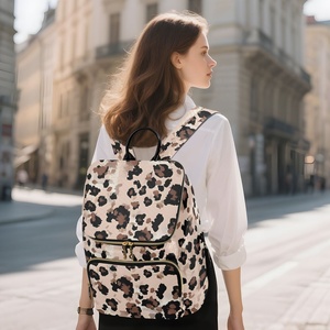 Top Quality Customs Leopard Print Lightweight Designer <b>Women</b> Eco-friendly Casual Waterproof <b>Large</b> Size Travel <b>Backpack</b> - Product Image 6
