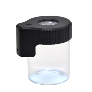 Mag Jar Magnifying LED Jar LED Herb Stash Box Viewing Container Box Buds Storage for Smoke Shop Dispensary