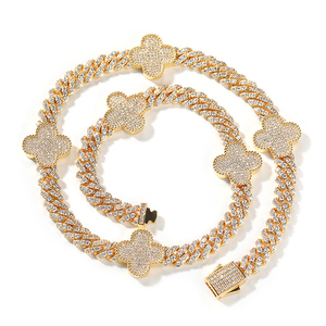 מזהב היפ הופ מצופה זהב 8 מ "מ" מ זהב עם שרשרת שרשרת תלתן 4 עלים באיכות גבוהה - Product Image 1