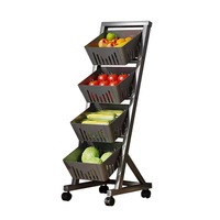 Chariot de rangement de cuisine multi-niveaux sur pied avec paniers, étagère organisatrice domestique pour collations, fruits et légumes