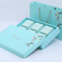 Boîte en papier d'emballage de qualité supérieure avec logo personnalisé, papier alimentaire de qualité supérieure, boîte à gâteaux de lune au durian bleu ciel avec 4 séparateurs