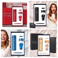 Juego de Regalo Corporativo Rojo con Logotipo Personalizado WD, Acero Inoxidable, 32G, USB Dual, Taza de Vacío de 450 ml, al por Mayor para Promoción Empresarial