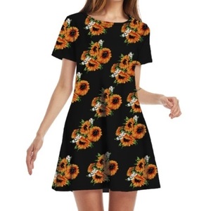 Vestido Nuo 2026 para Mujer, Manga Corta, Color Sólido y Estampado, Cuello Redondo - Product Image 2