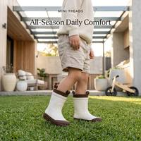 Bottes de pluie imperméables pour enfants en néoprène color block tendance, doublées polaire chaude, pour la saison des pluies - Vente en gros