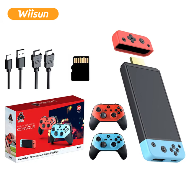 M66 64G Game Stick TV Game Console for PSP with 20,000+ Games 4K Wireless 2.4GHz DDRIII 512MB for Party and Family Use