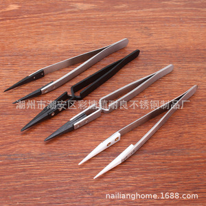 Pinzas de acero inoxidable resistentes a altas temperaturas, antiestáticas, con punta reemplazable ESD-259, pinzas blancas de cerámica con - Product Image 4
